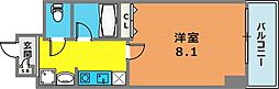 クオーレ三宮一番館 1Kの間取図画像