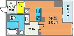 オーキドレジデンス神戸三宮 ワンルームの間取図画像