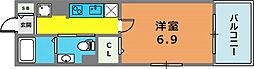 アルファレガロ兵庫 1Kの間取図画像