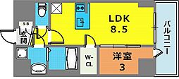 エスリードレジデンスグラン神戸三宮シティ 1LDKの間取図画像