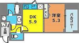 ディ・アルクス元町 1DKの間取図画像