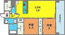 エクセルハイム東灘 2LDKの間取図画像