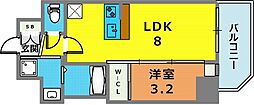 スワンズシティ神戸湊川II 1LDKの間取図画像