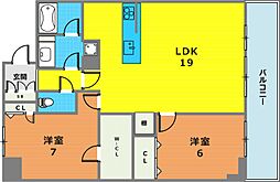 ワコーレザ・神戸トアロード 2LDKの間取図画像