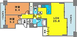 ワコーレザ・トアロードレジデンス 2LDKの間取図画像