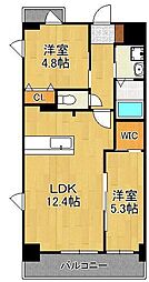 MDI Vista mare 門司駅前 3階2LDKの間取り