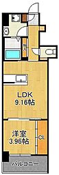 ウィングス門司駅前 11階1LDKの間取り