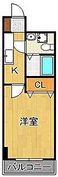 クラブオリエントNo.71トラストタワー 1Kの間取図画像