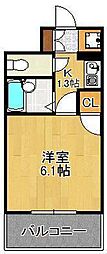 ライオンズマンション三萩野駅前 1Kの間取図画像