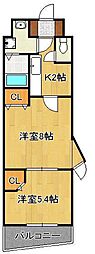 木下鉱産ビル3 2Kの間取図画像