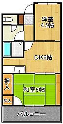 アベニュー21 2DKの間取図画像