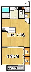 MOON赤坂A 1LDKの間取図画像