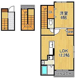 ベルメゾン 1LDKの間取図画像