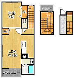 オーブ・アビタシオン 1LDKの間取図画像