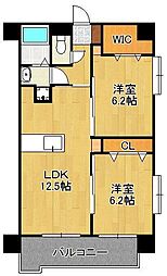ザ・レジデンス香春口三萩野駅前 2LDKの間取図画像