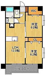 ザ・レジデンス香春口三萩野駅前 2LDKの間取図画像