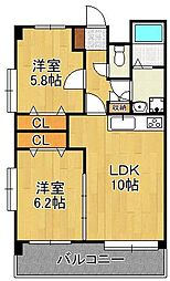 J-スクエア 2LDKの間取図画像