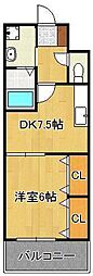 ギャラン吉野町 1DKの間取図画像