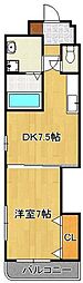 ヒット馬借ビル 1DKの間取図画像