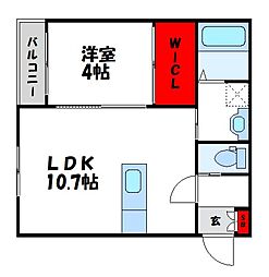 遠賀郡遠賀町大字木守アパート 1LDKの間取図画像