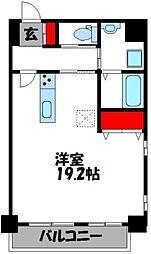 エスズイン日蒔野 ワンルームの間取図画像
