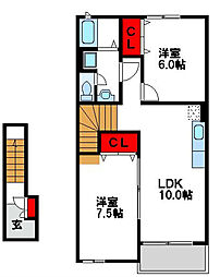 セイバリー・プレイスC 2LDKの間取図画像