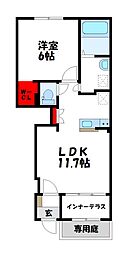 宗像市三郎丸2丁目アパート 1LDKの間取図画像