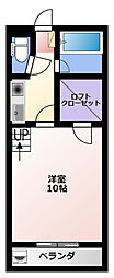 セザンヌ大知波2 1Kの間取図画像