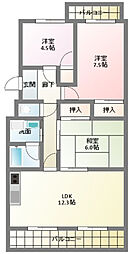 パディ 3LDKの間取図画像