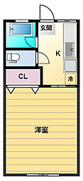 シティハイムMoKa 1Kの間取図画像