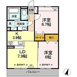 GraceGarden 2LDKの間取図画像