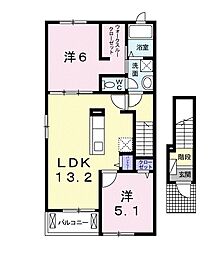 ルチェンテF 2LDKの間取図画像
