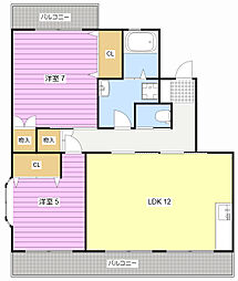 ソシア安松 2LDKの間取図画像