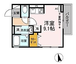 プランドールT・八幡 ワンルームの間取図画像
