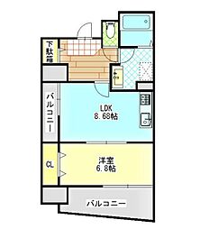 中央ハイツ海老塚 1LDKの間取図画像
