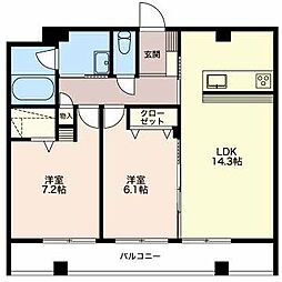 L'albadiprimo 2LDKの間取図画像