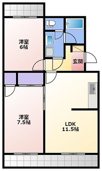 レジデンス曳馬 203｜静岡県浜松市中央区曳馬３丁目(賃貸マンション2LDK・2階・53.20㎡)の写真 その2