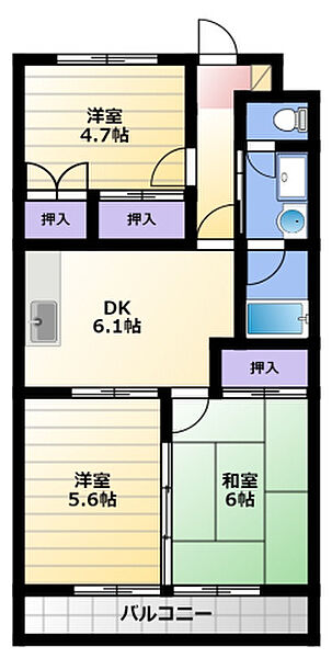 マンションはなき1 202｜静岡県浜松市中央区入野町(賃貸マンション3DK・2階・50.11㎡)の写真 その2