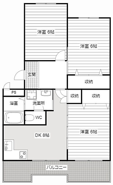 セントラルハイツB棟 414｜静岡県湖西市ときわ１丁目(賃貸マンション3DK・4階・59.16㎡)の写真 その2