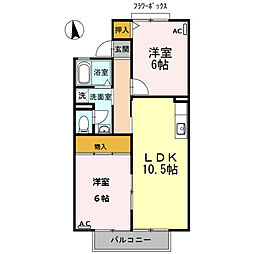 ベルハイム 2LDKの間取図画像