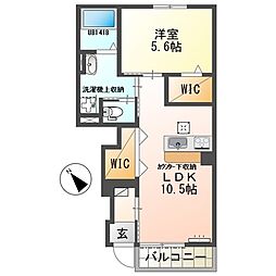 浜松市中央区白羽町アパート 1LDKの間取図画像