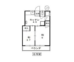 コーポはなやしき 2Kの間取図画像