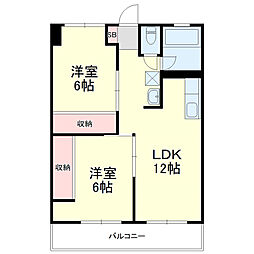 レイクガルダ 2LDKの間取図画像