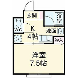 リバティーベル 1Kの間取図画像