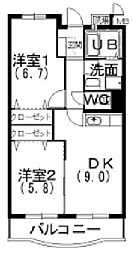 フォーリーフ 2DKの間取図画像