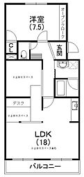 アヴェニュー元浜 1LDKの間取図画像