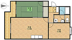 レスポワール曳馬 2LDKの間取図画像