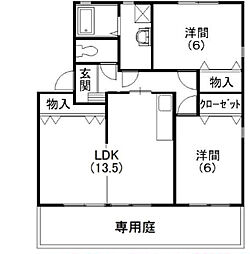 エスポワールミシマB 2LDKの間取図画像