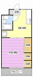セレクトハイム1 1DKの間取図画像