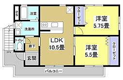 コーポ 2LDKの間取図画像